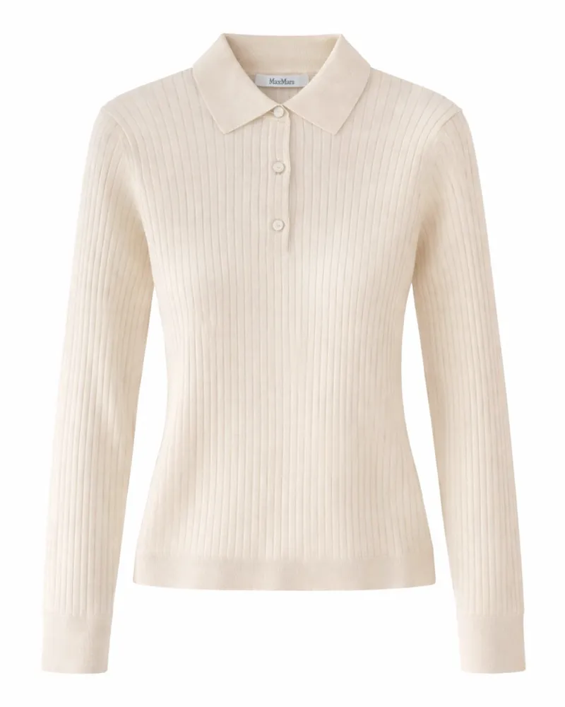 Max Mara Cashmere and Silk Blend Polo Shirt — Ivory Ivory