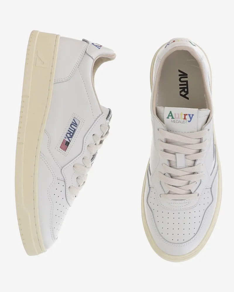 AUTRY Men's Sneakers Medalist Low White Leather Trainers White