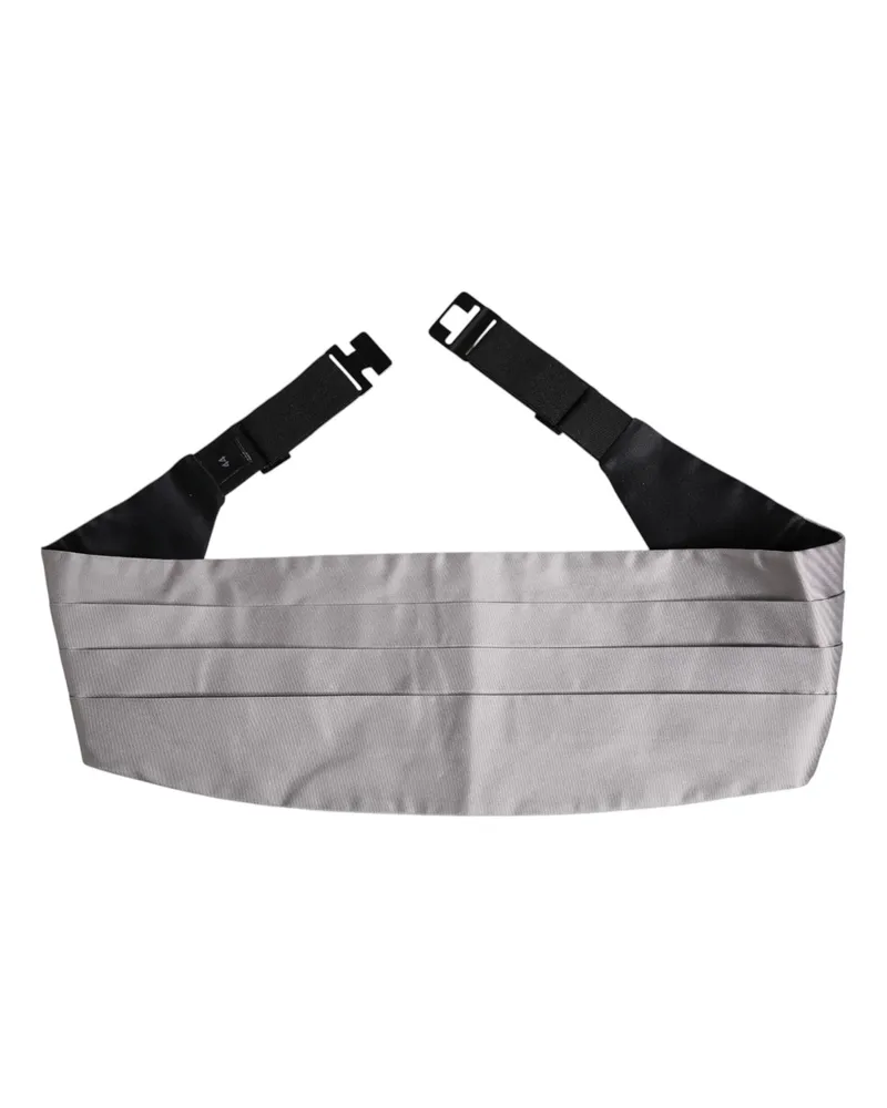 Dolce & Gabbana Gray Men Silk Belt Wide Waist Cummerbund Gray