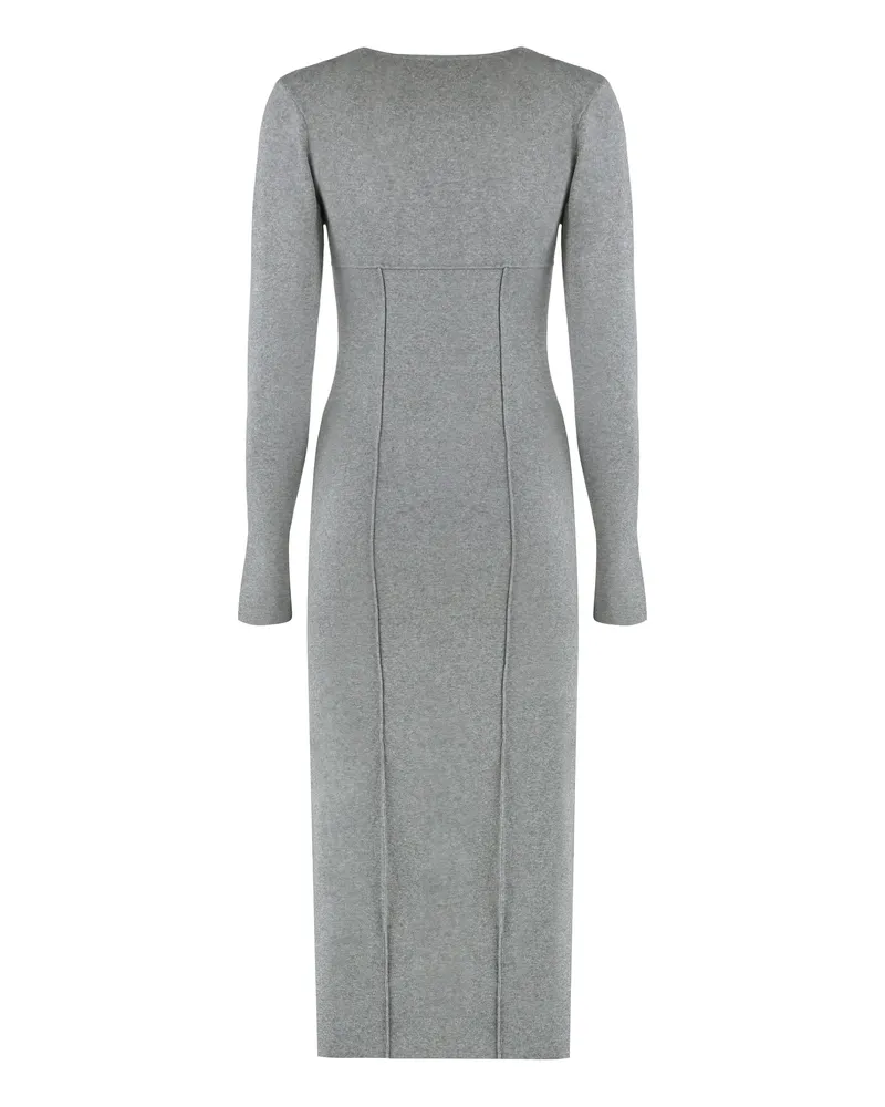 Calvin Klein Women Midi Dress Grey Milano Point Viscose Gray