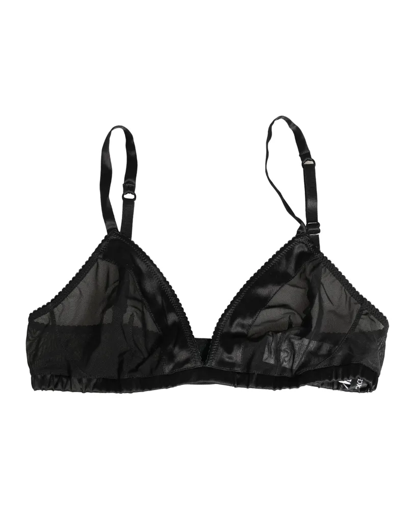 Dolce & Gabbana Women Black Nylon Stretch Soft Cup Brassiere Underwear Elastane Silk Clothing Black