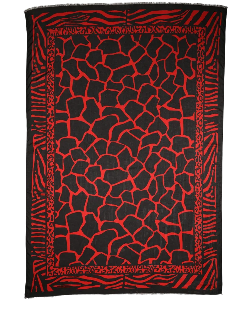 Dolce & Gabbana Animal-Print Modal and Cashmere Scarf — Black Black