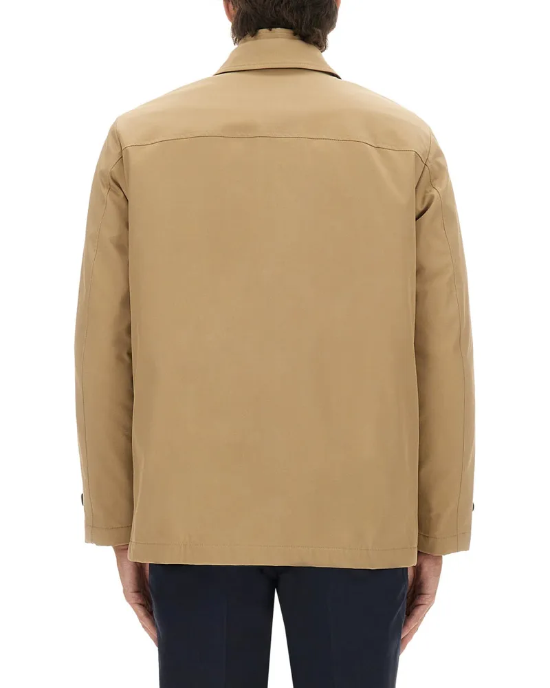Fay Double Front Polyester Jacket — Beige Beige