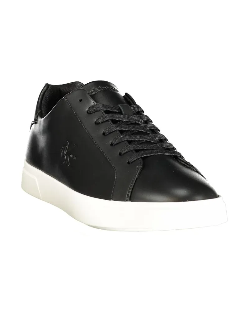 Calvin Klein Lace-Up Leather Sneaker — Black Black