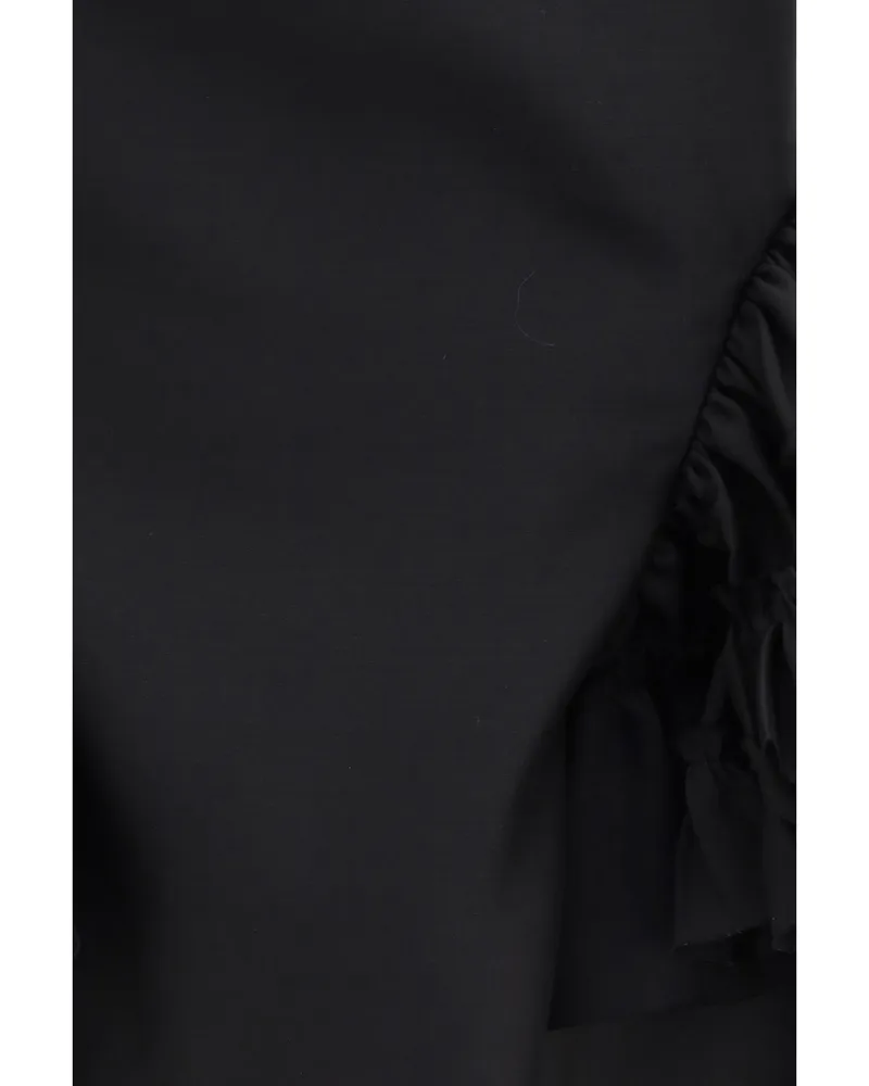 Dries van Noten Women's Peplum Top Ruffled Black Cotton Tops Black