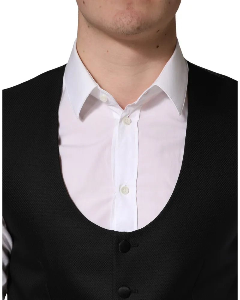 Dolce & Gabbana Wool Single-Breasted Vest — Black Black