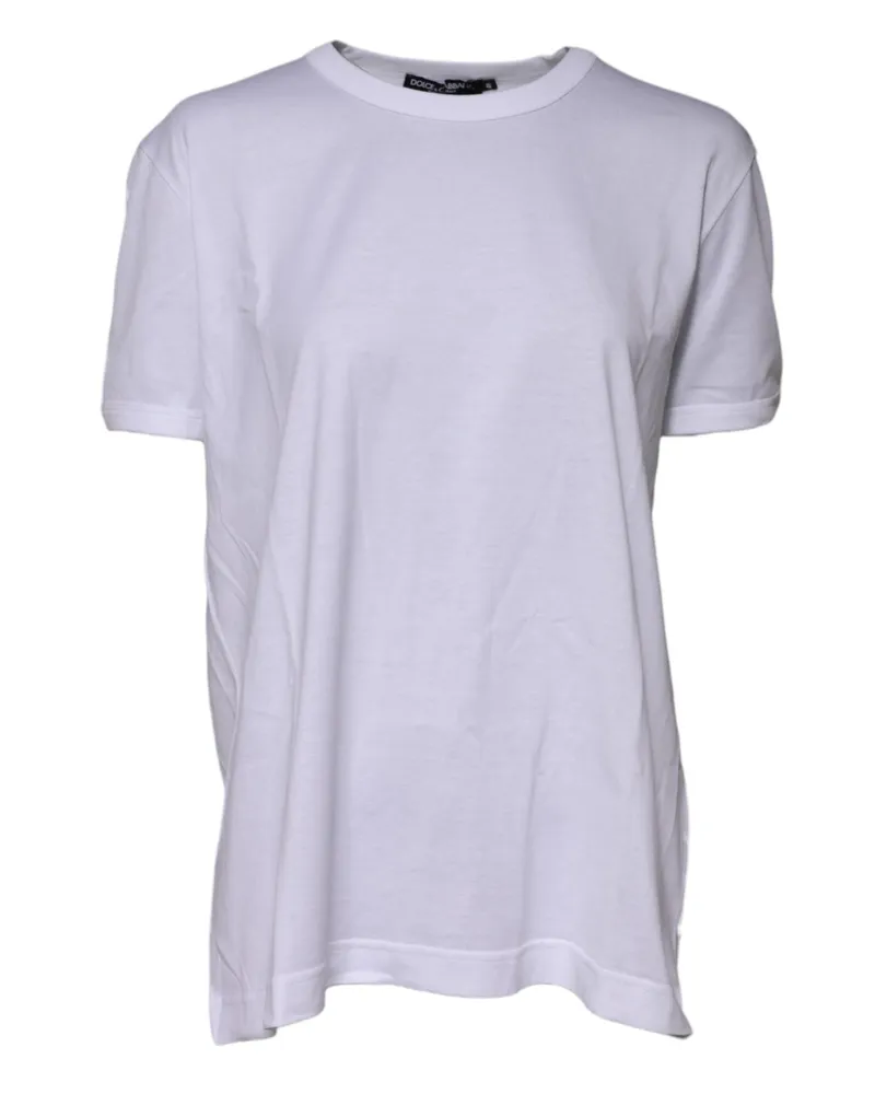 Dolce & Gabbana Women's White Cotton Goodluck 2022 Crew Neck T-Shirt White