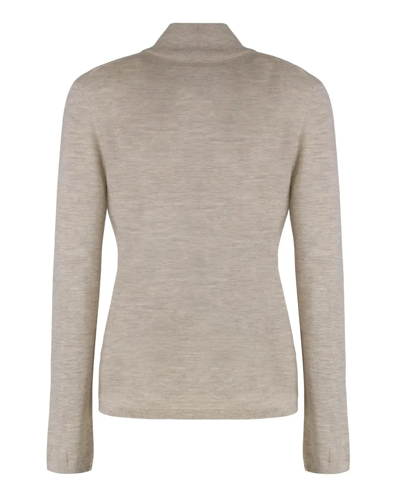 Max Mara Women Cashmere High Collar Long Sleeve Sweater Sand Beige