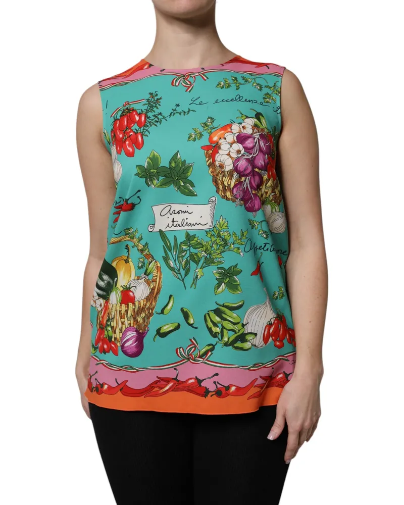 Dolce & Gabbana Women's Multicolor Floral Silk Sleeveless Tank Top Elastane Multicolor