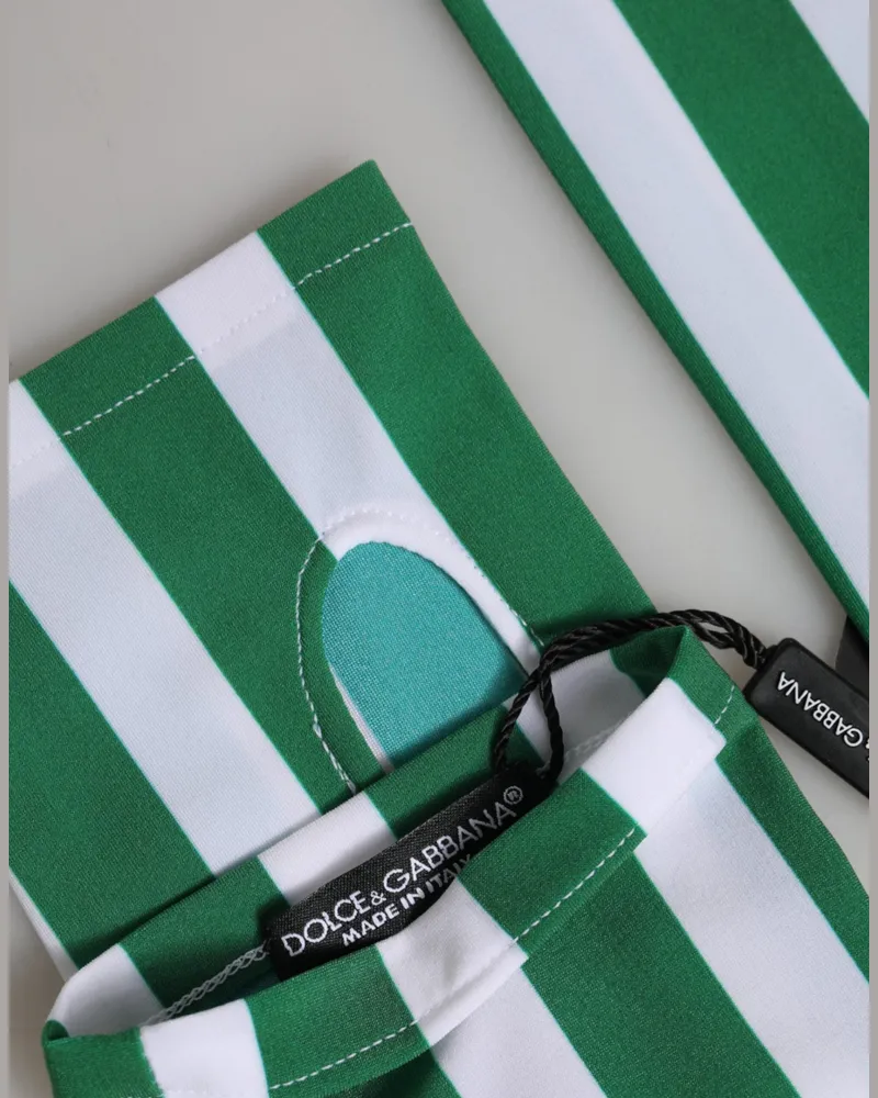 Dolce & Gabbana Women Green White Nylon Fingerless Wrist Length Gloves 07+pa Green