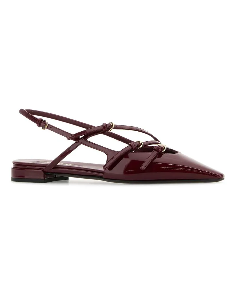 Miu Miu Women's Burgundy Leather Ballerinas Porpora Vitello Ballerine Flat Shoes Purple
