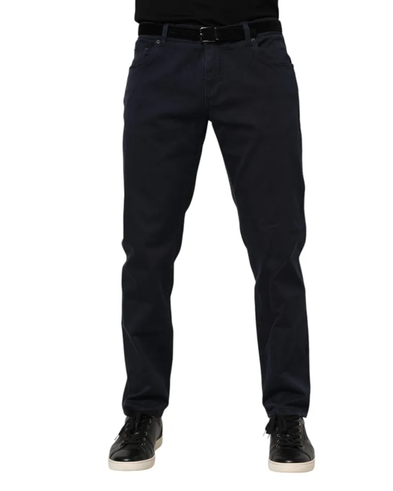 Dolce & Gabbana Men's Blue Cotton Tapered Denim Jeans Clothing Navy