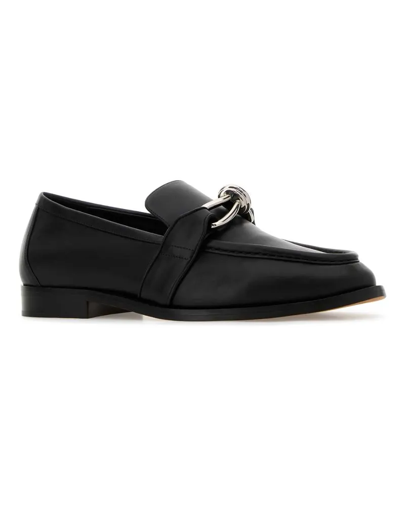 Bottega Veneta Men's Black Leather Astraire Loafers Blacksilver Calf Black