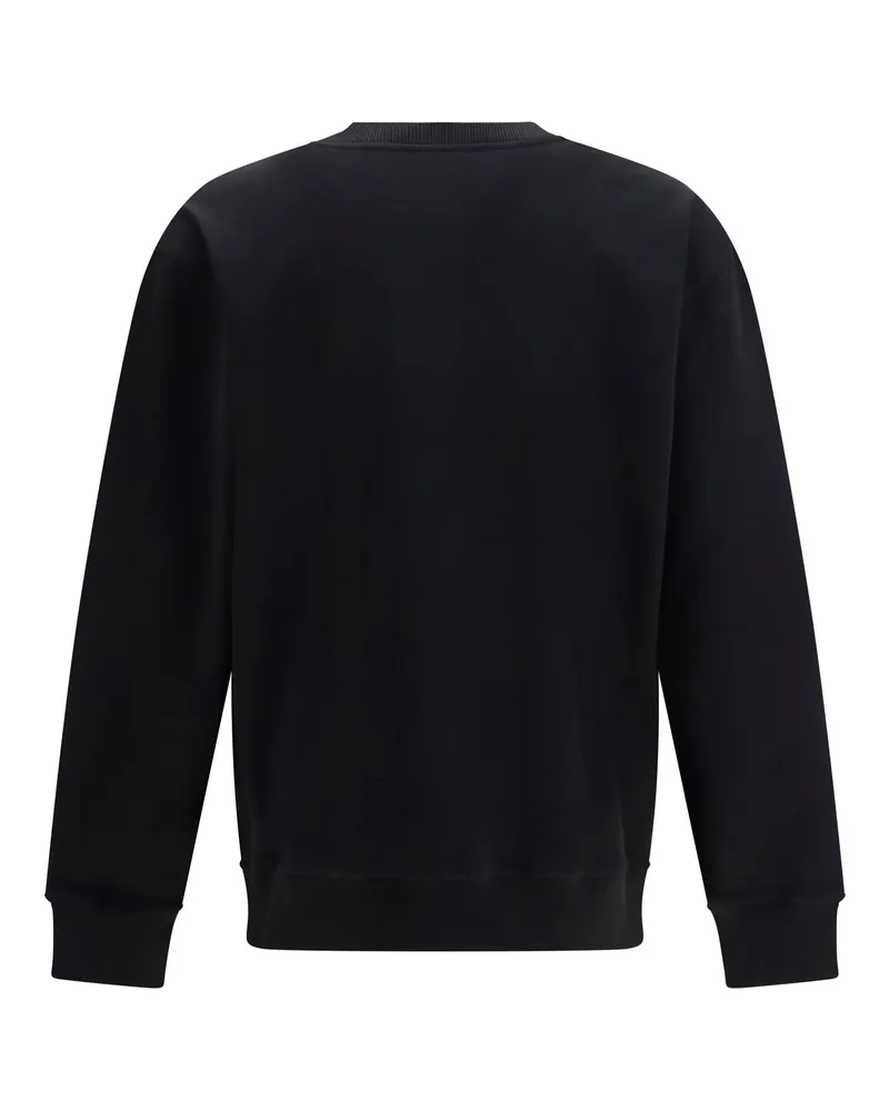 Balmain Men Crewneck Sweatshirt Embroidered Logo Black Black-Black Cotton Sweatshirts Black/black Sweater Black