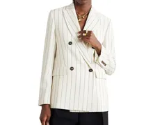 Double-Breasted Wool Blazer — White