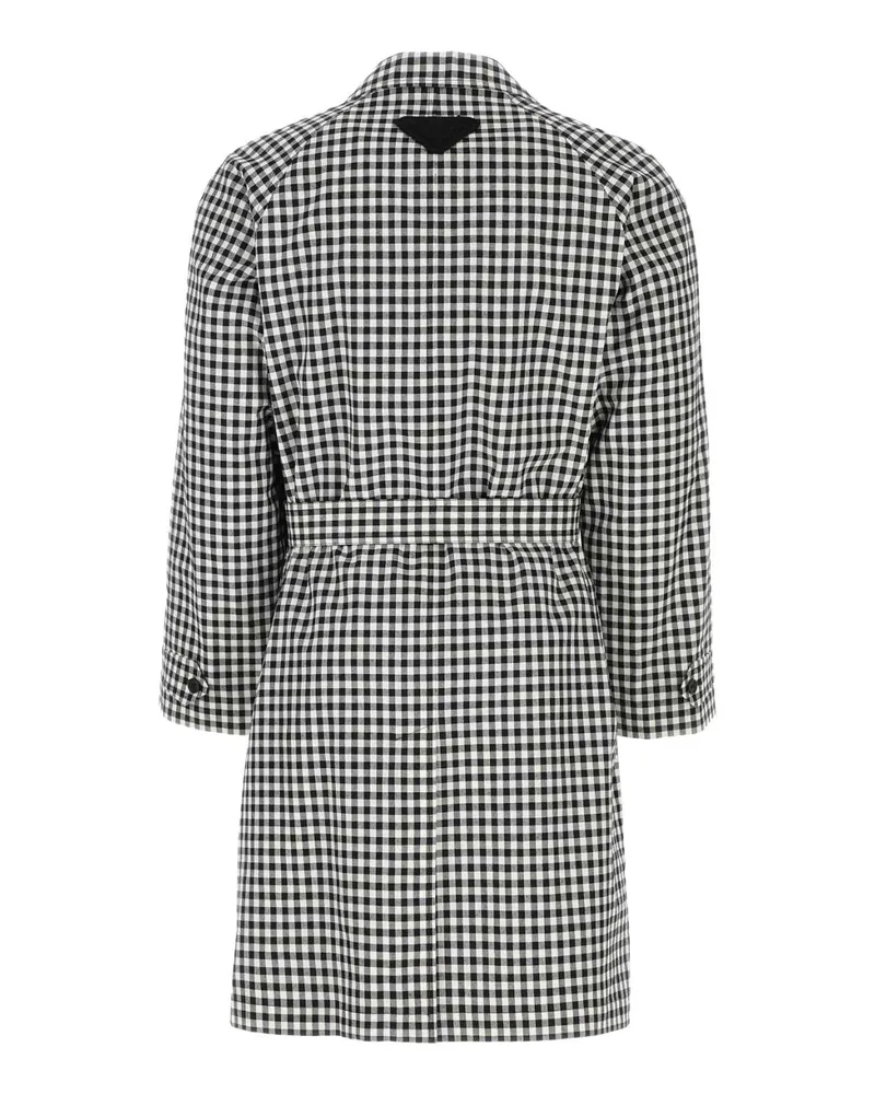 Prada Men's Embroidered Cotton Overcoat F0964 Exterior: Trench Black