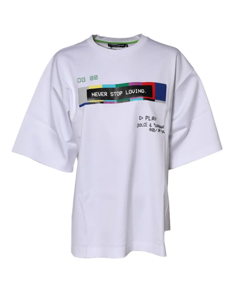 Dolce & Gabbana Women White Cotton Printed Short Sleeves T-Shirt White