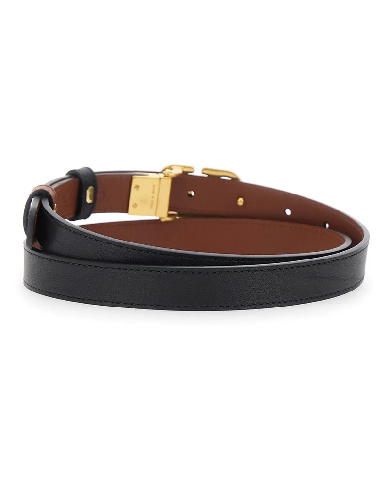 Valentino Garavani Women's Belt Vlogo Buckle Black Leather Calf Black
