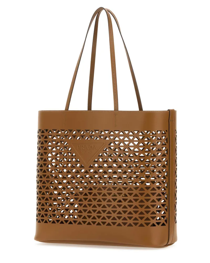 Prada Women's Caramel Leather Shopping Bag Caramel0 Exterior: Borse A Mano Brown