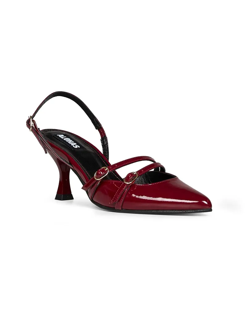 Alohas Women's Slingback Pumps Joelle Patent Burgundy High Heel Shoes Red