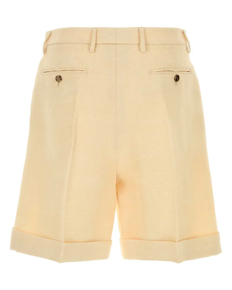 Valentino Garavani Men's Cream Jute Bermuda Shorts Burro Exterior: Viscose Silk Beige