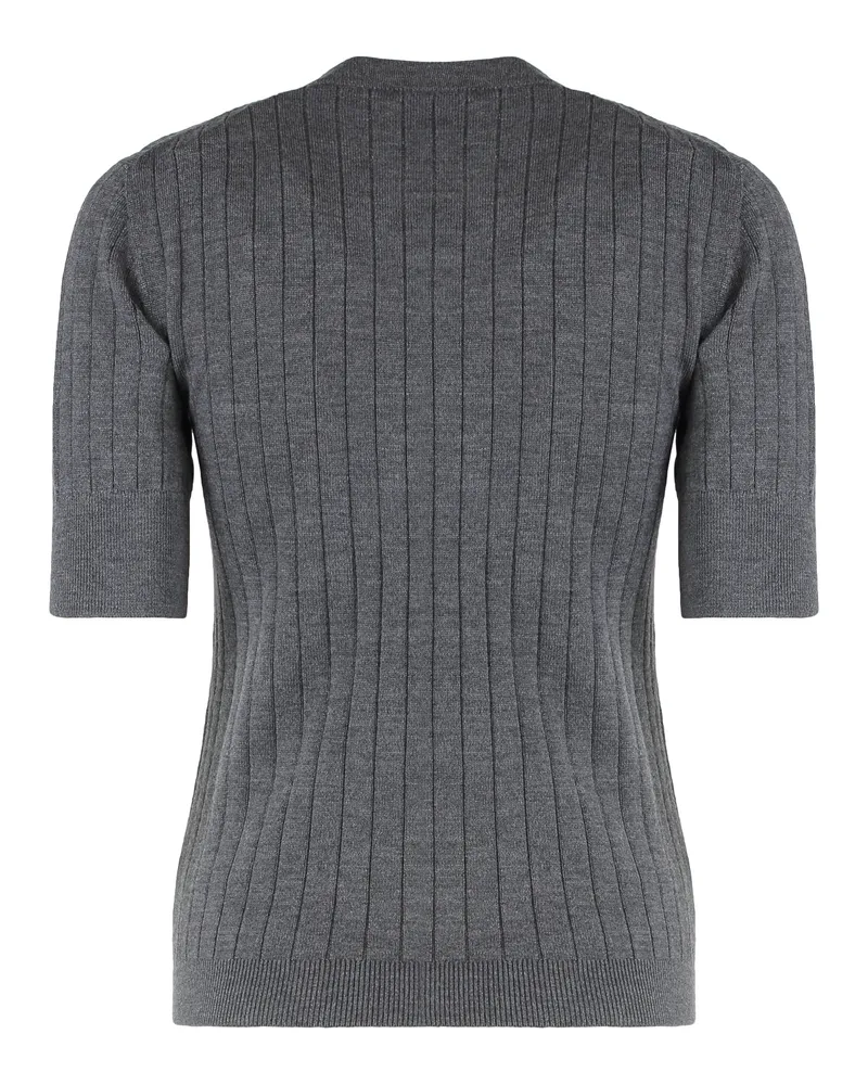 Bottega Veneta Women's Short-Sleeve Anthracite Sweater Wool Anthracite