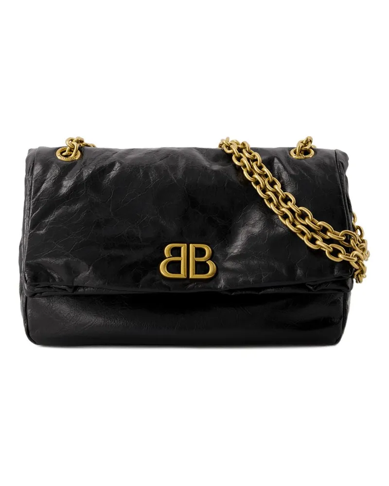 Balenciaga Women's Monaco Shoulder Bag Black Calfskin Black