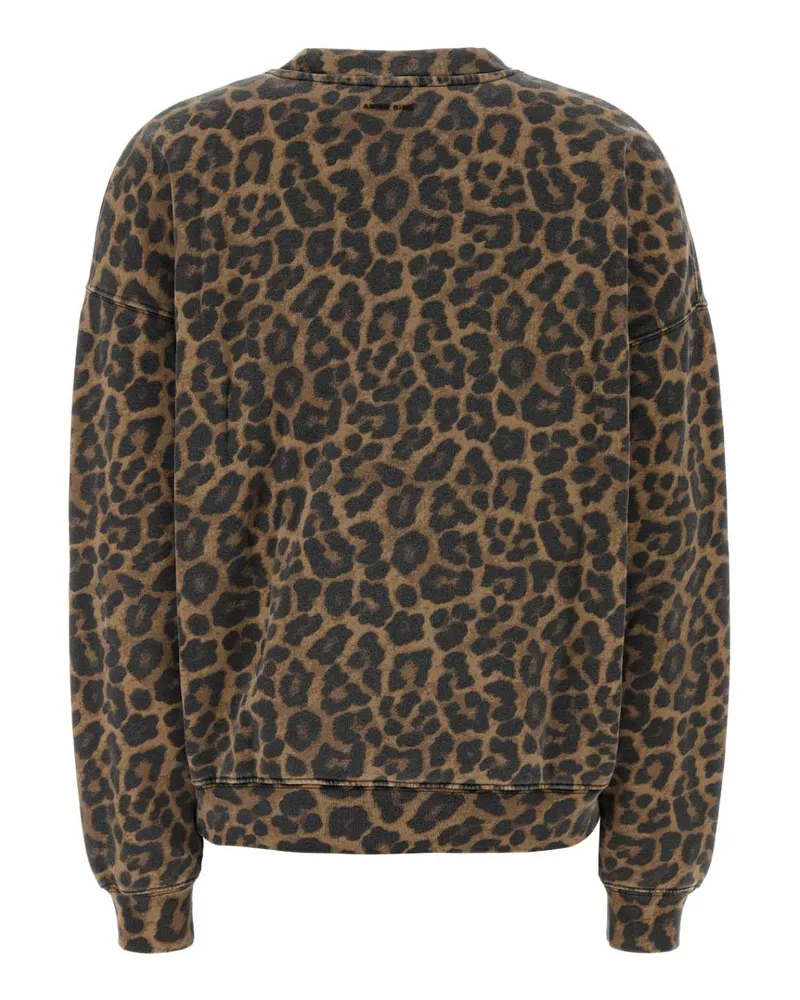 Anine Bing Women's Printed Cotton Oversize Miles Sweatshirt Blackandbrownleopard Exterior: Felpe Sweater Brown