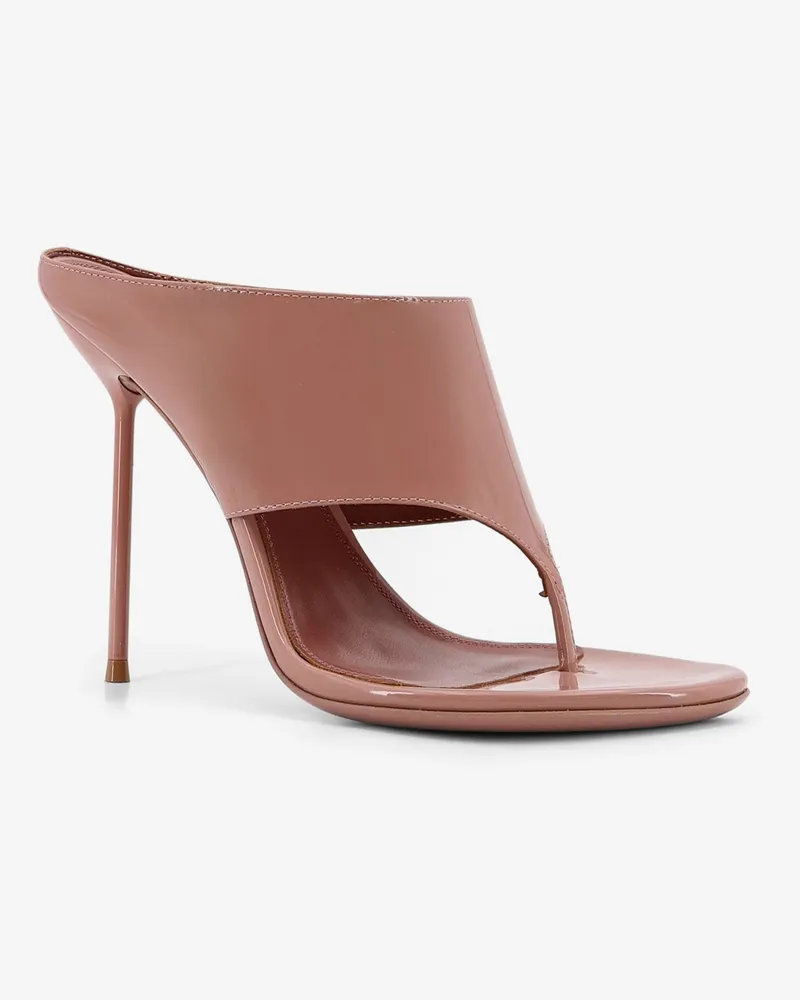 Paris Texas Women's Lidia Thong Patent Leather Sandals Beige Beige
