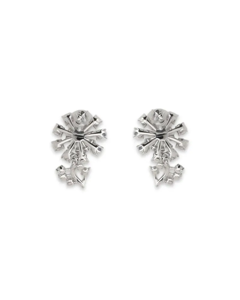 Self-Portrait Crystal Flower Earrings — Silver Silver