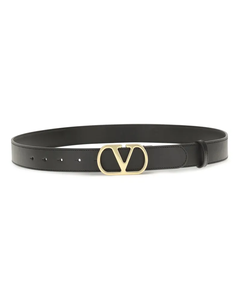 Valentino Garavani Men's Vlogo Signature Leather Belt Nero Calf Bos Taurus E Braces Black