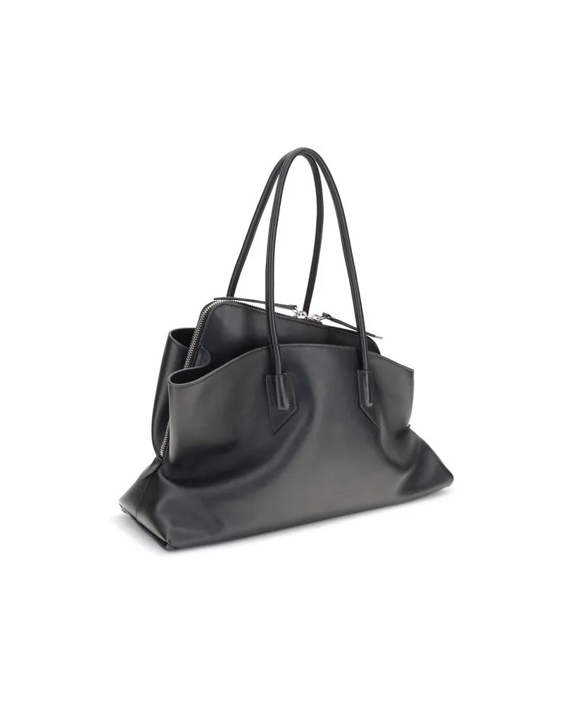 ATTICO Women's Black Calf Leather Bos Taurus Shoulder Bag Black