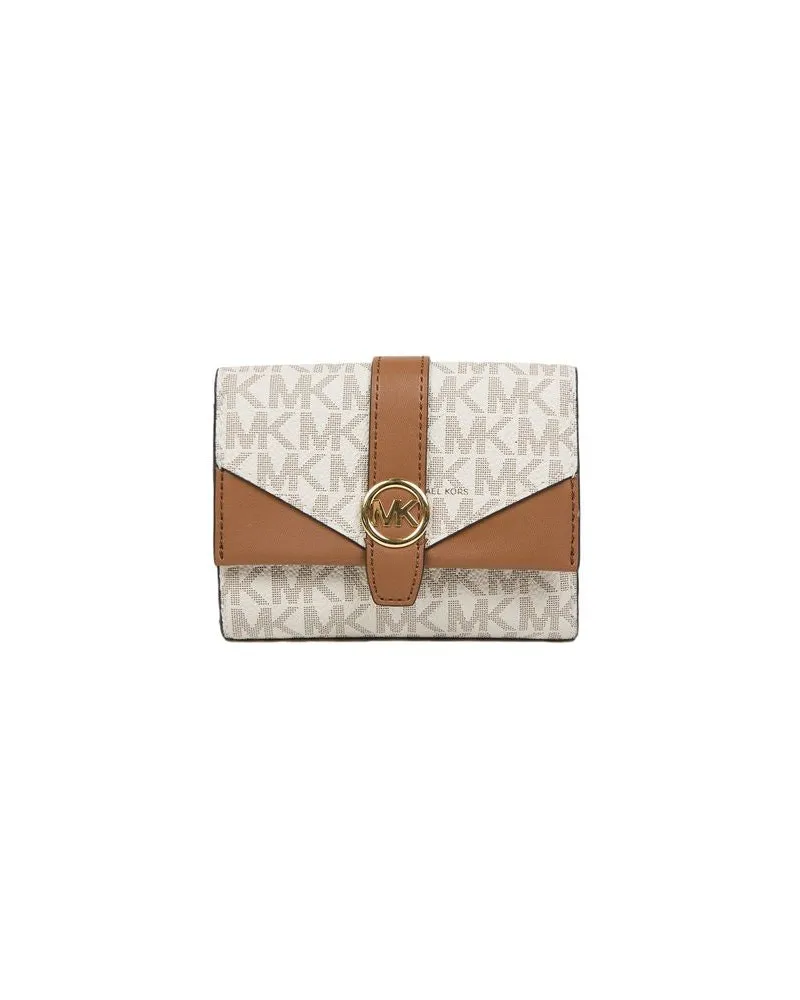Michael Kors Women's Wallet Vanilla Coated Canvas Bags Beige