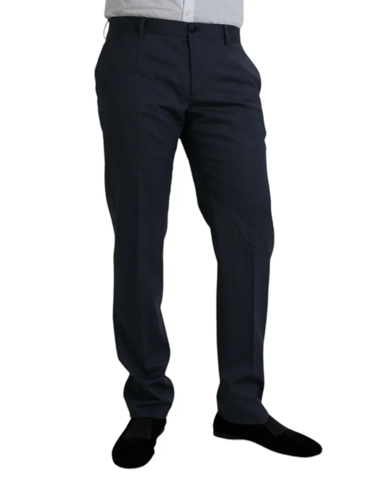 Dolce & Gabbana Virgin Wool Slim Fit Trousers — Blue Blue
