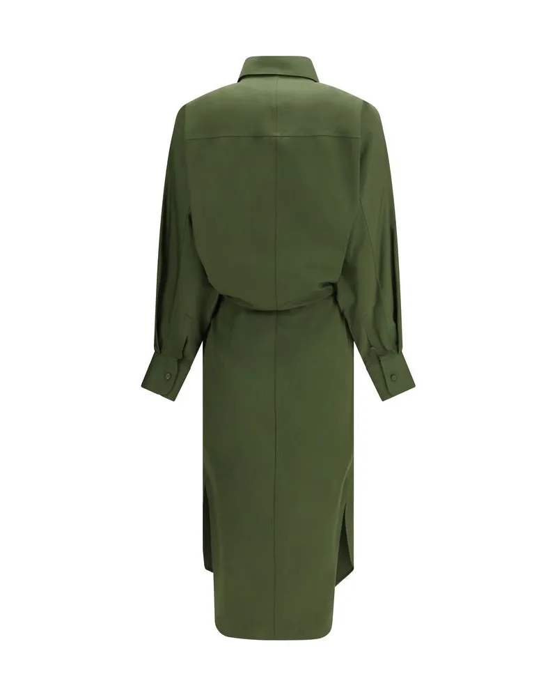 Givenchy Women's Bicolor Cotton Casual Dress Green