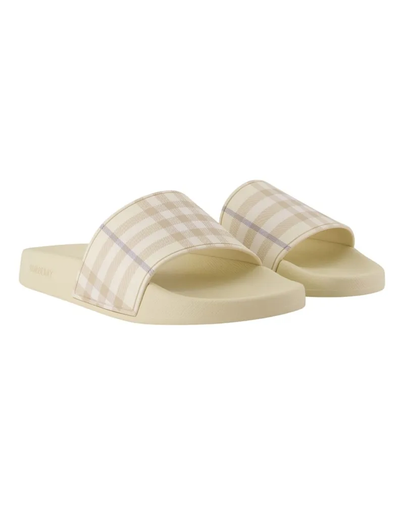Burberry Women's Lfurley Large Check Sandals -  Synthetic Ivory Shoes Ivory