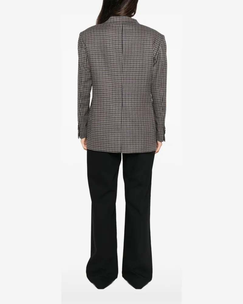 Tagliatore Houndstooth Double-Breasted Wool Blazer — Grey Grey