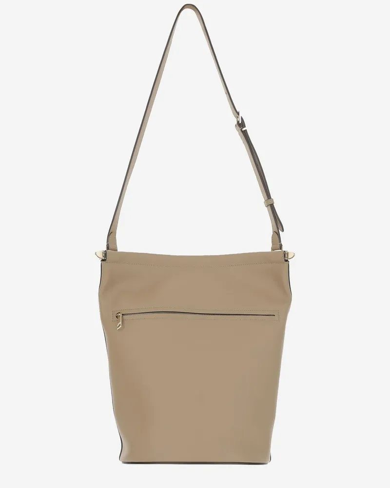 TOD'S Women's Small Leather Bucket Bag Beige Calfskin Handbags Hand Beige