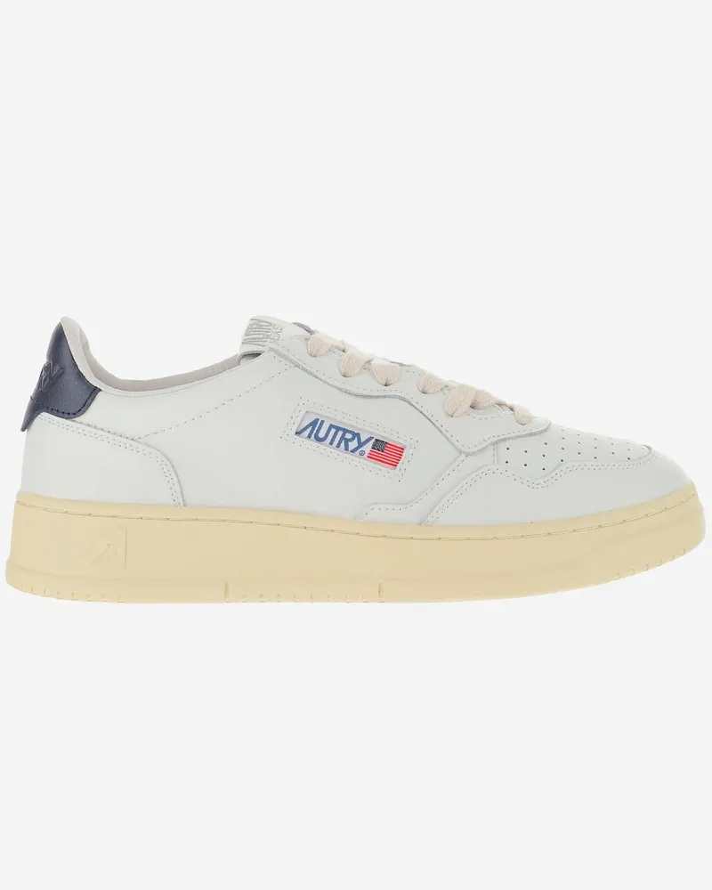 AUTRY Men's Medalist Low Sneakers Navy Cow Leather Trainers White
