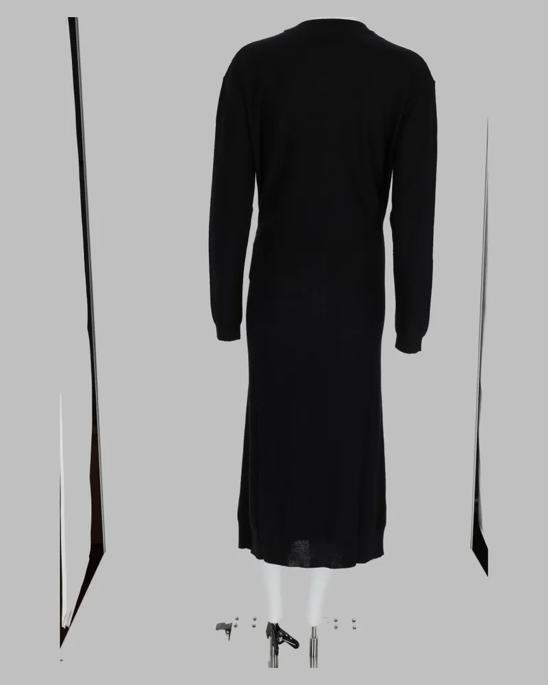 Christophe Lemaire Buttoned Merino Wool Blend Dress — Black Black