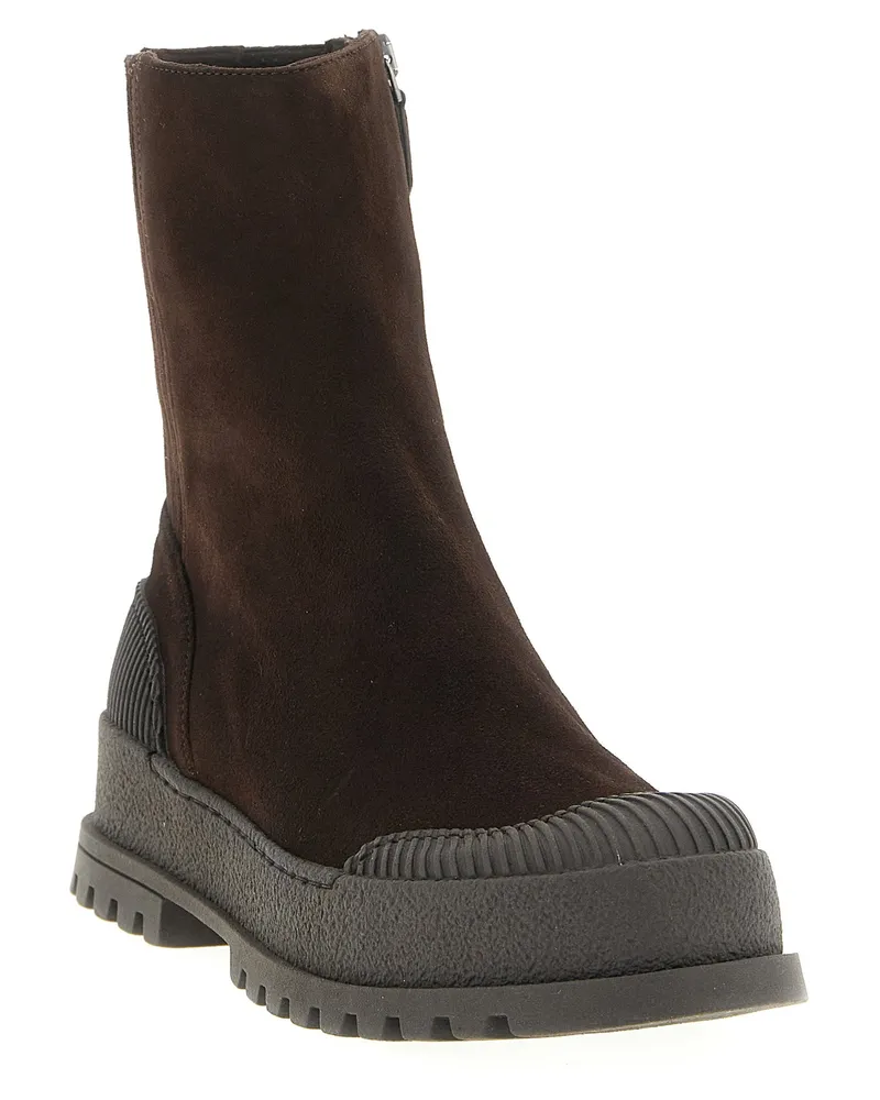 Aquazzura Suede Rugged Boot — Brown Brown