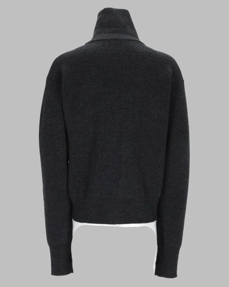 Christophe Lemaire Wool Zip Cardigan — Charcoal Charcoal