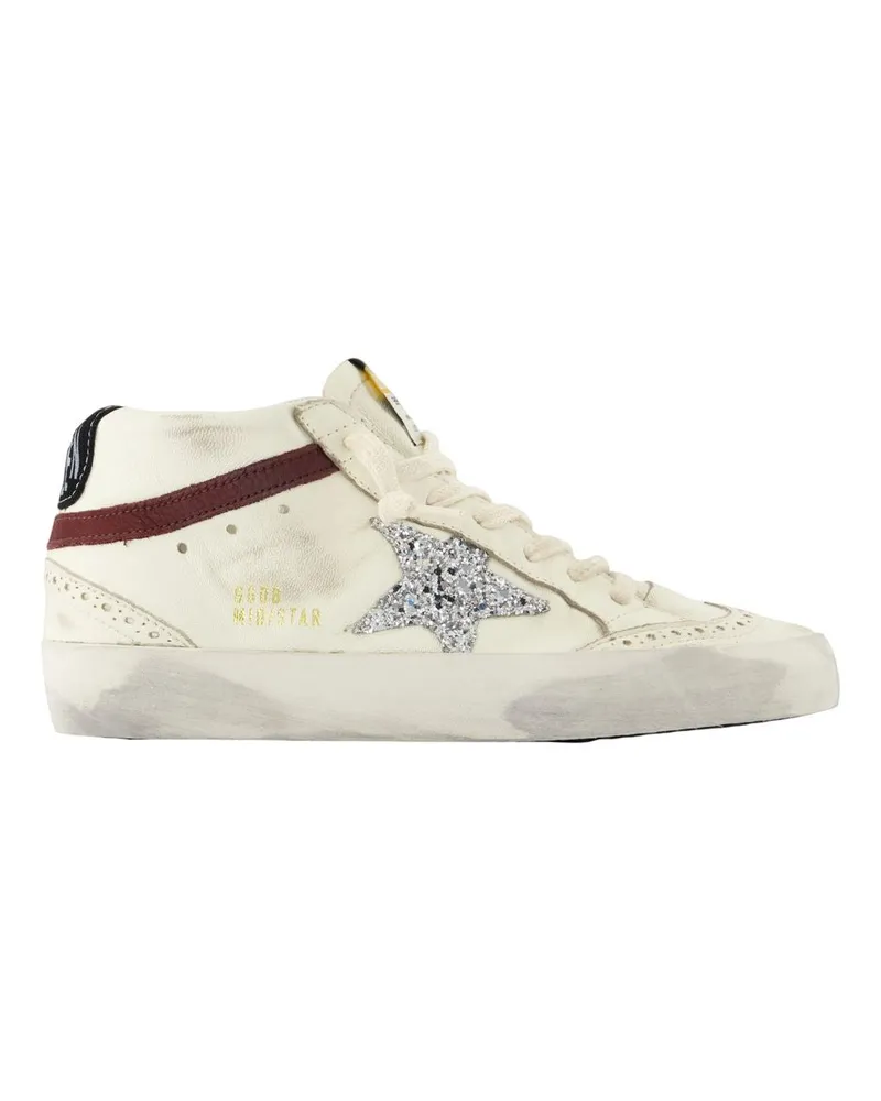Golden Goose Women's Mid Star Sneaker White Lambskin White