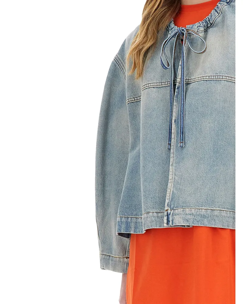 MSGM 100% Cotton Denim Jacket — Blue Blue