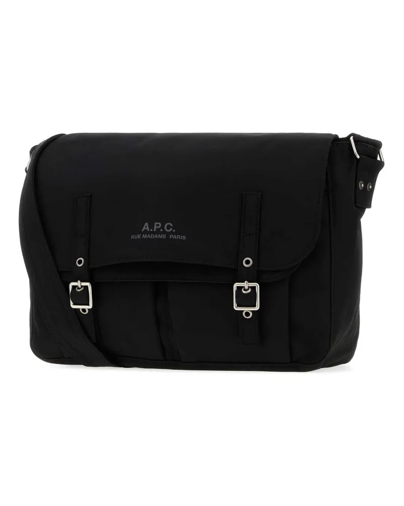 A.P.C. Men's Black Canvas Messenger Shopping Bag Noir Borse A Mano Black