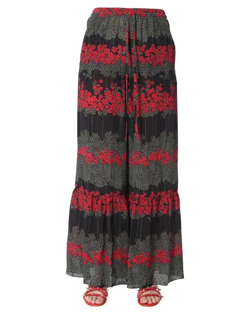 RED Valentino Dreaming Peony Print Trousers — Black Black