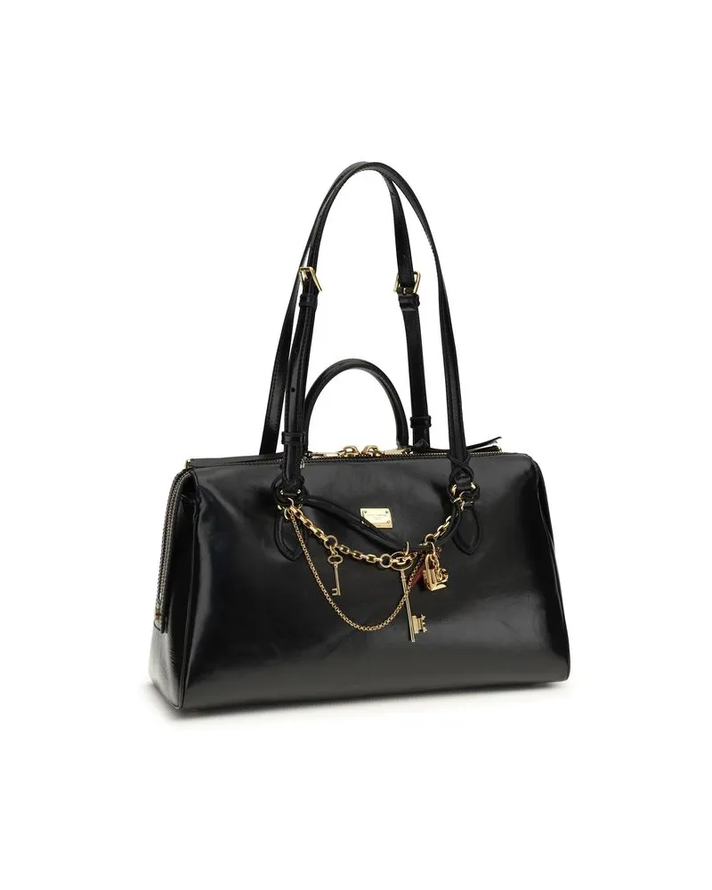 Dolce & Gabbana Women's Black Calf Leather Bos Taurus Shoulder Bag Black
