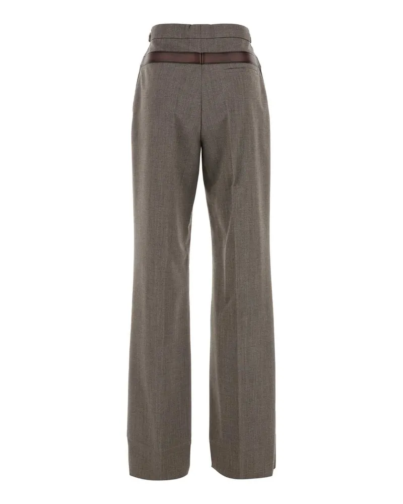 Prada Women's Melange Cappuccino Tech Wool Pant Argilla Pantaloni Gray