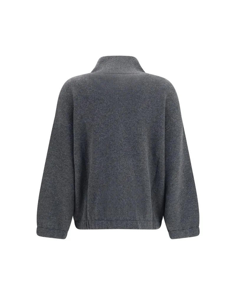 Brunello Cucinelli Women's Gray Cashmere Sweatshirt Clothing Gray