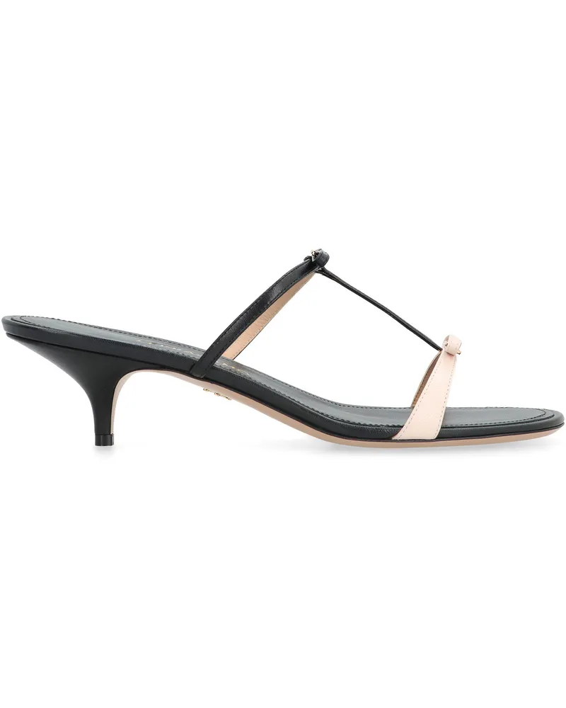 Ferragamo Women's Mini Bow Leather Mules Black Calf Sandal Black